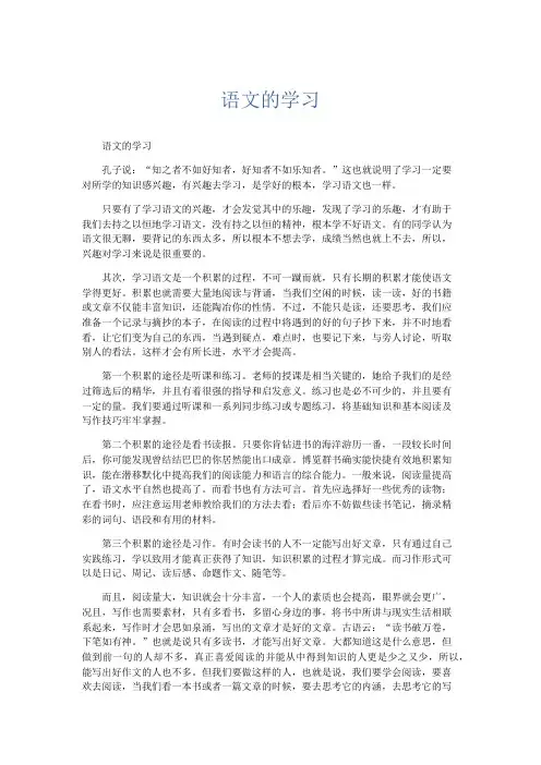 初中作文 语文的学习-精品