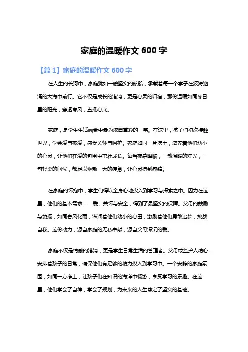 家庭的温暖作文600字