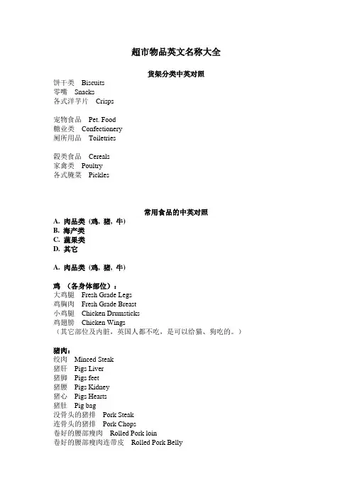 超市物品英文名称大全
