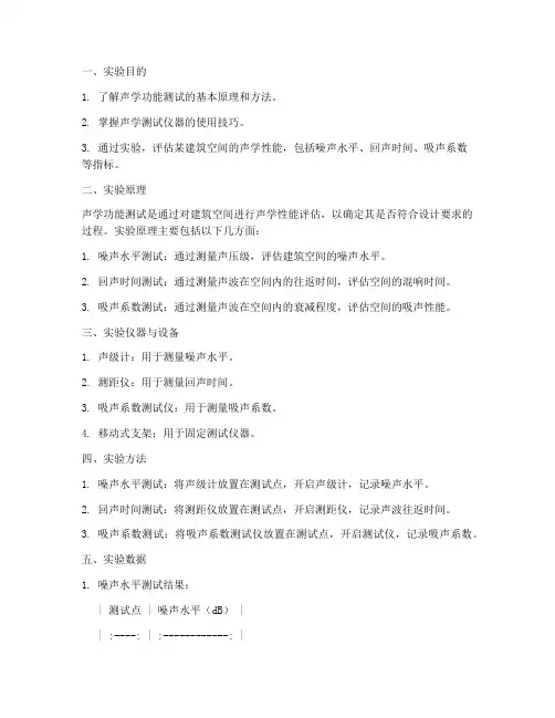 声学功能测试实验报告