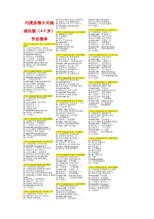 巧虎乐智小天地成长版(4-5岁)节目清单