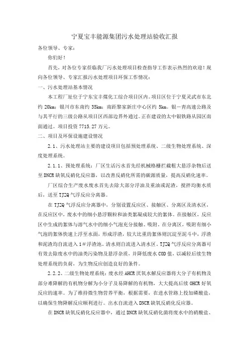 污水处理环保情况说明及汇报材料