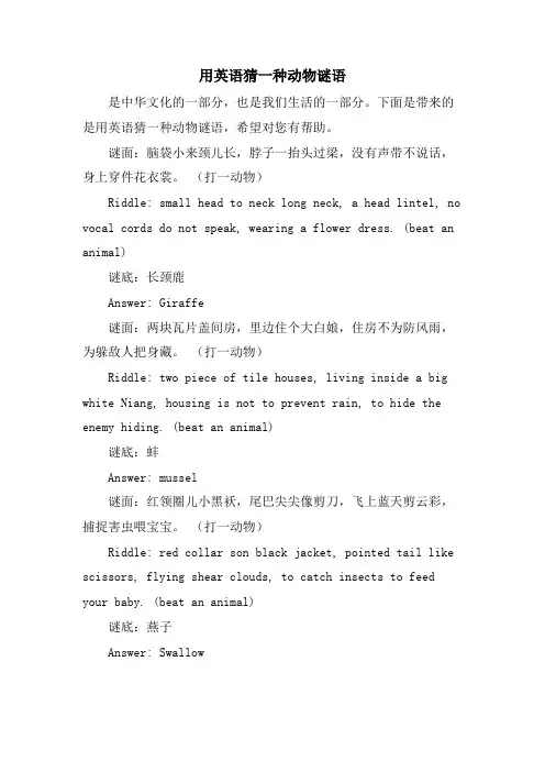 用英语猜一种动物谜语