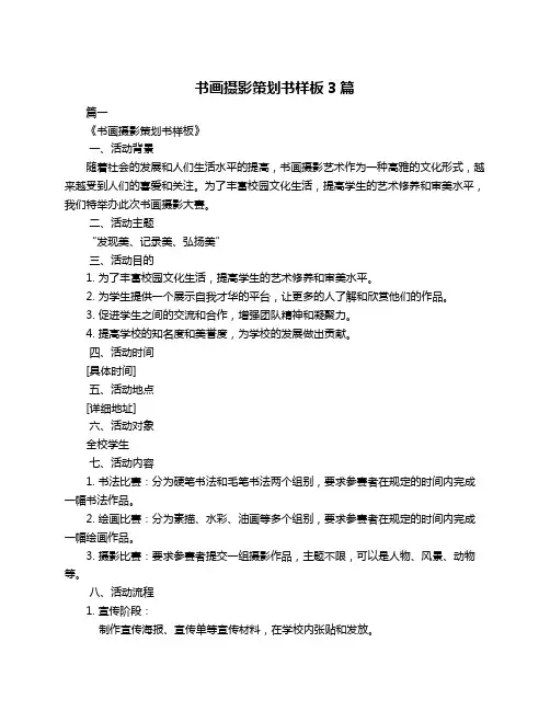 书画摄影策划书样板3篇