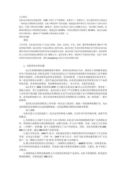 长虹国际市场战略分析