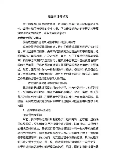 高级审计师论文