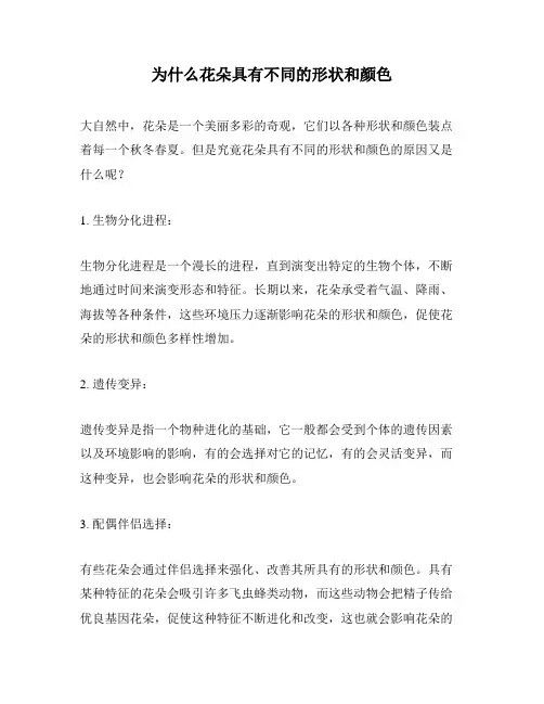 为什么花朵具有不同的形状和颜色
