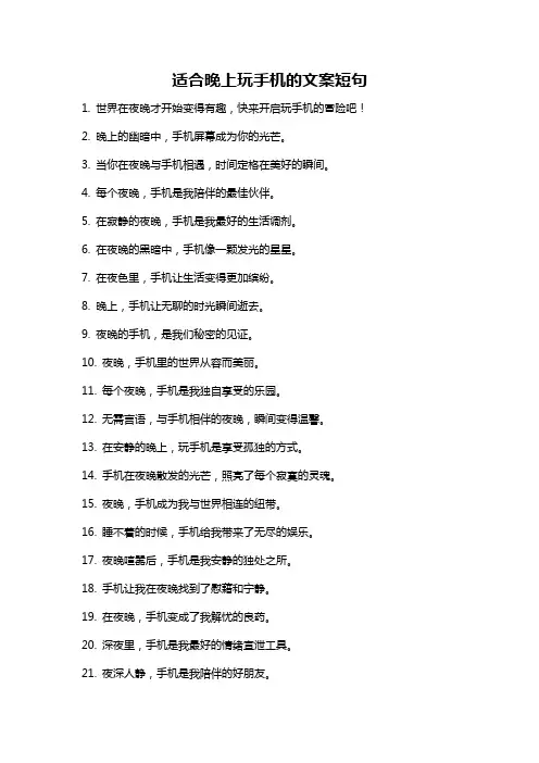 适合晚上玩手机的文案短句