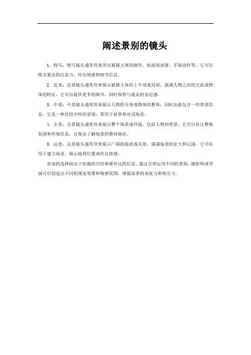 阐述景别的镜头