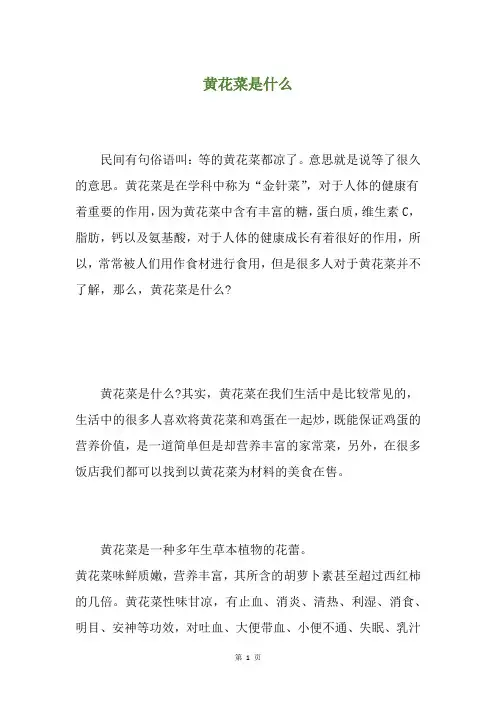 黄花菜是什么
