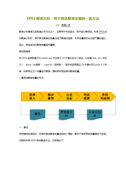 SPSS聚类分析--用于筛选聚类变量的一套方法