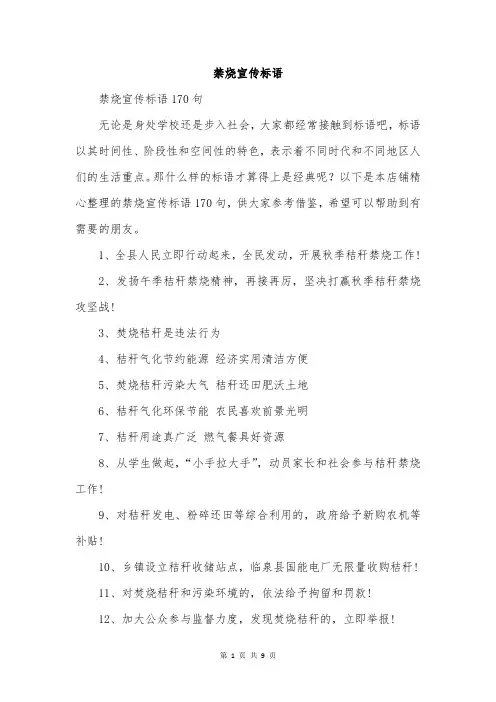 禁烧宣传标语