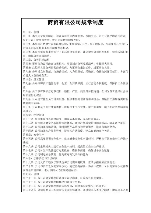 商贸有限公司规章制度