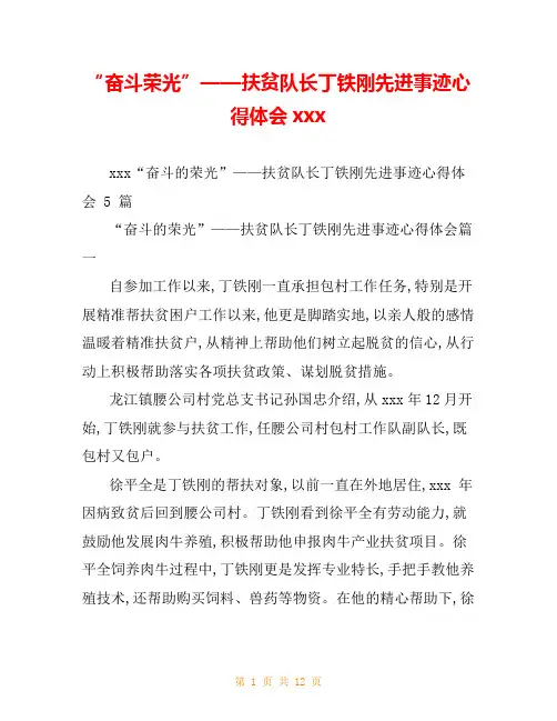 “奋斗荣光”——扶贫队长丁铁刚先进事迹心得体会xxx