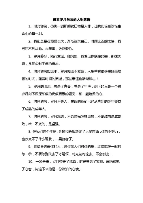 形容岁月匆匆的人生感悟