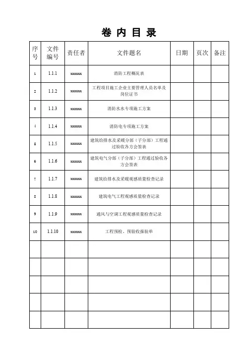 卷内目录模板
