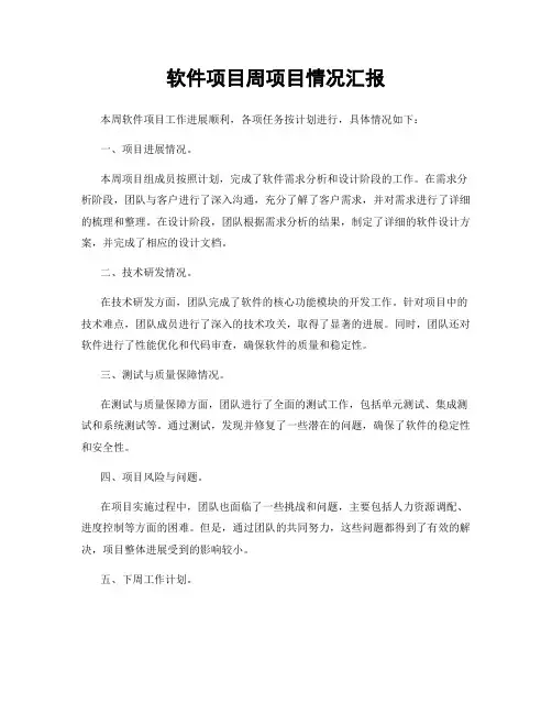 软件项目周项目情况汇报