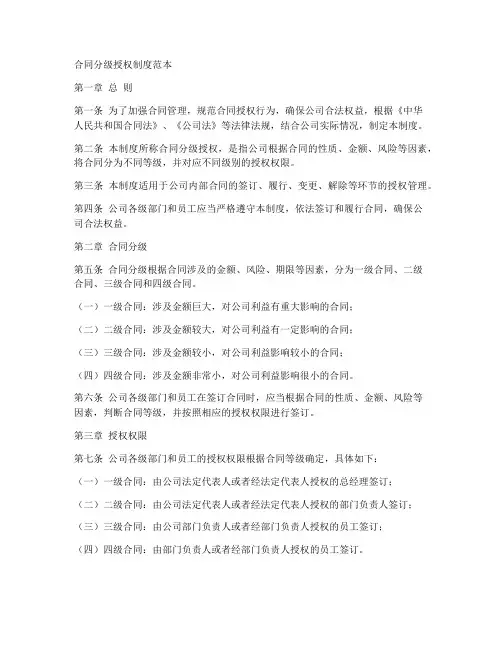 合同分级授权制度范本