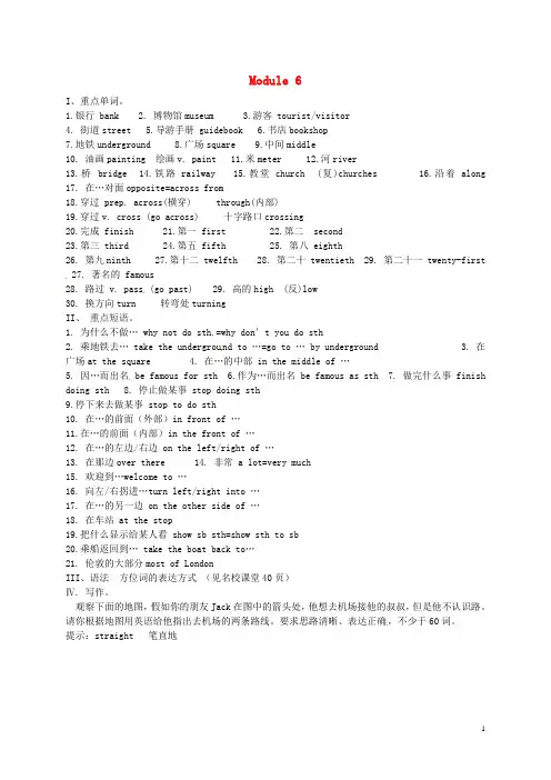 七年级英语下册 Module 6 Around town重点单词练习(无答案)(新版)外研版