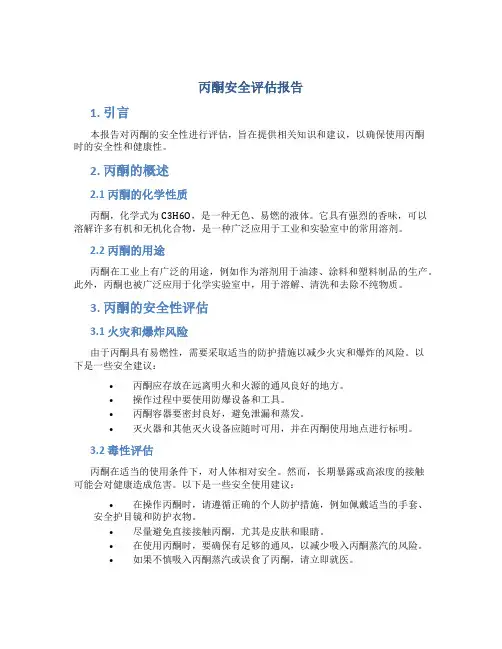 丙酮安全评估报告