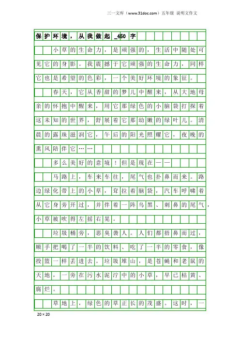五年级说明文作文：保护环境,从我做起_450字_3