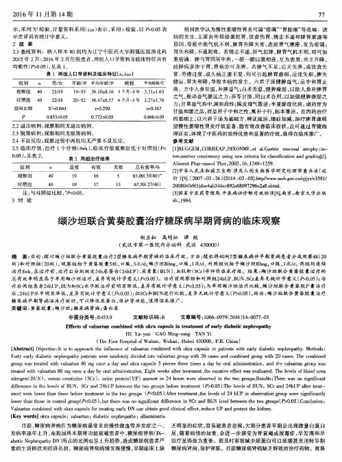 缬沙坦联合黄葵胶囊治疗糖尿病早期肾病的临床观察