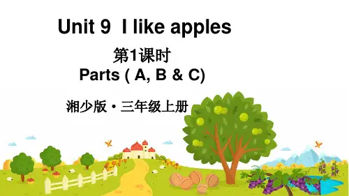  2024年秋湘少版三年级英语上册 Unit 9  I like apples第1课时(课件)