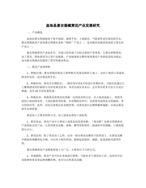 盐池县惠安堡镇黄花产业发展研究