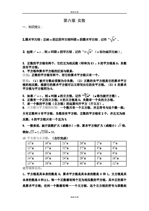 七年级下册数学第六章 实数知识点