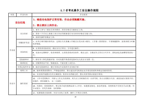 折弯机操作工安全操作规程