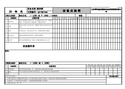 数控锯点检表