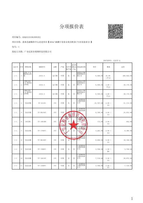 分项报价表