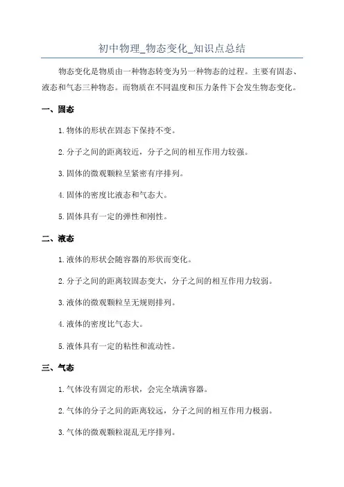 初中物理_物态变化_知识点总结