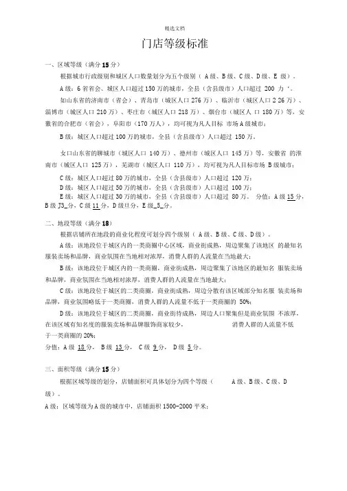 门店等级标准