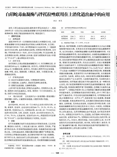 白眉蛇毒血凝酶与泮托拉唑联用在上消化道出血中的应用