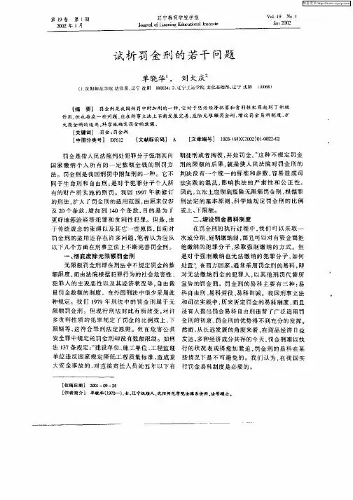 试析罚金刑的若干问题