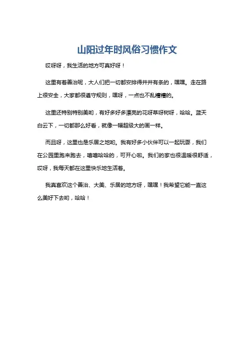 山阳过年时风俗习惯作文