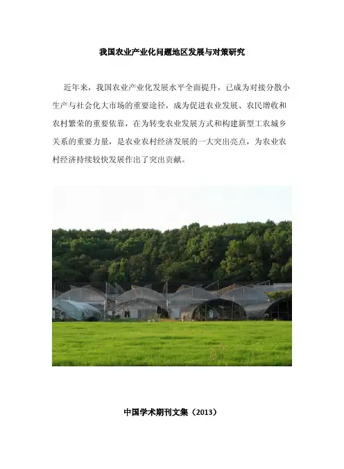 我国农业产业化问题地区发展与对策研究