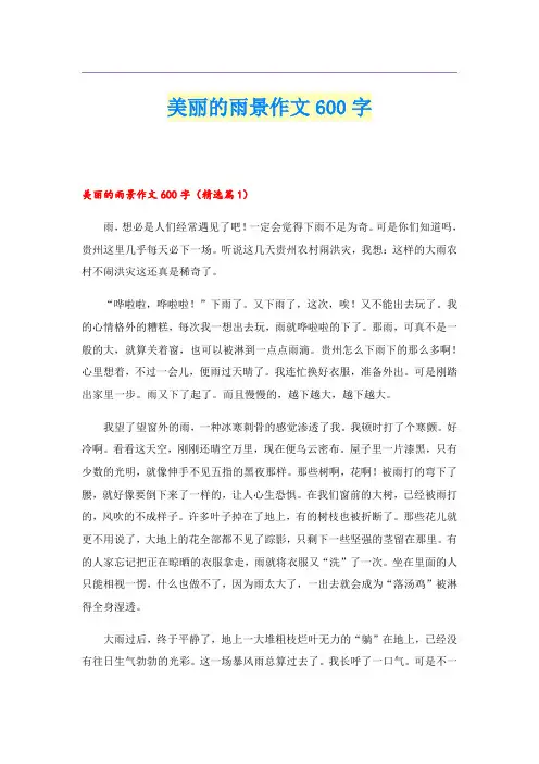 美丽的雨景作文600字