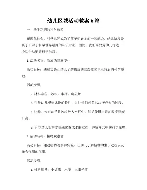 幼儿区域活动教案6篇