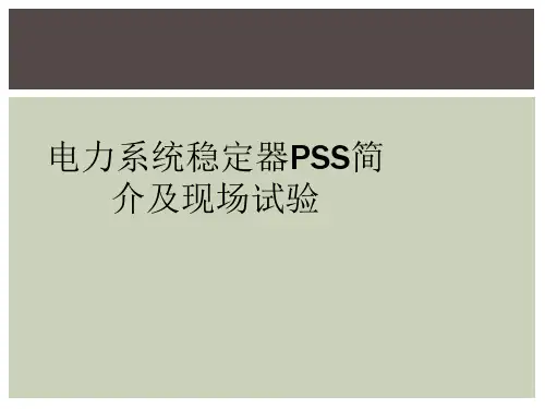 电力系统稳定器PSS简介及现场试验