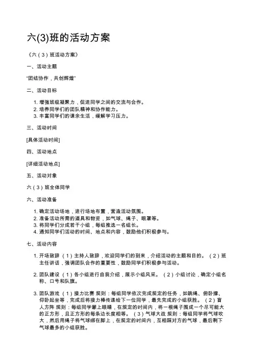 六(3)班的活动方案
