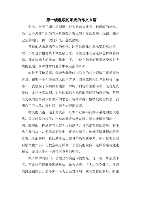 那一缕温暖的阳光的作文8篇