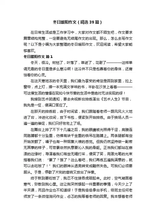 冬日暖阳作文（精选39篇）