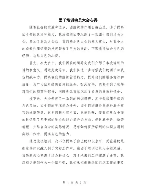 团干培训动员大会心得