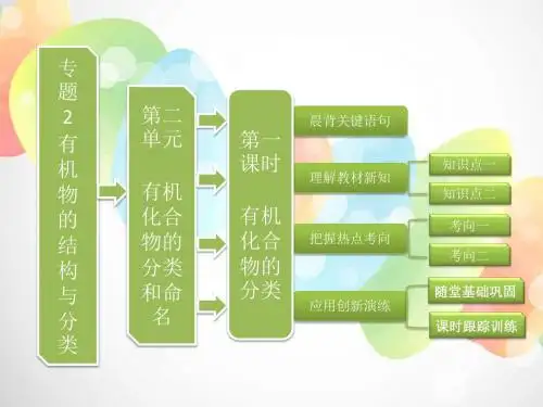 【三维设计】高中化学 第一部分 专题2 第二单元 第一课时 有机化合物的分类课件 苏教版选修5