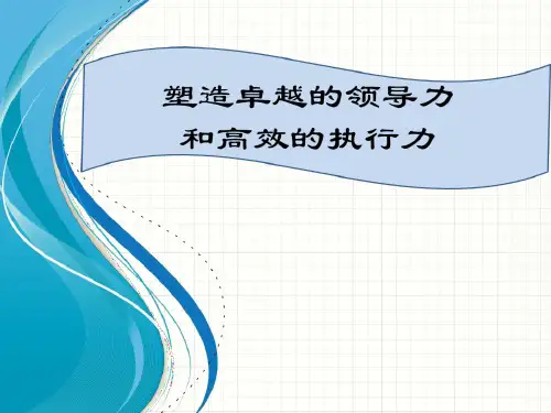 塑造卓越领导力和高效执行力