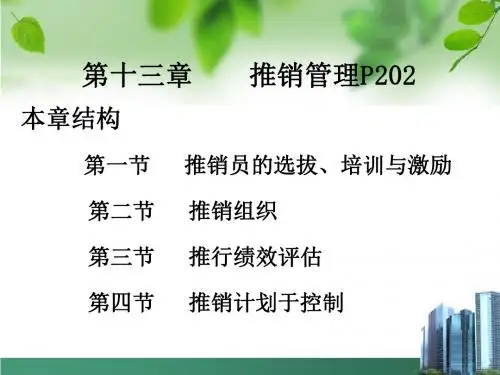 第十三章    推销管理
