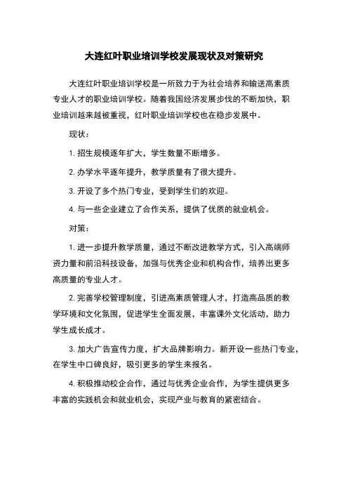 大连红叶职业培训学校发展现状及对策研究