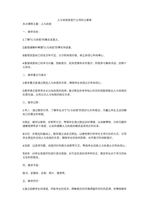 人与自我我是什么样的人教案